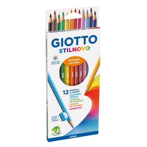 GIOTTO Etui 12 crayons de couleur Stilnovo. Corps hexagonal, diamètre 3,3mm. Coloris assortis photo du produit Principale L