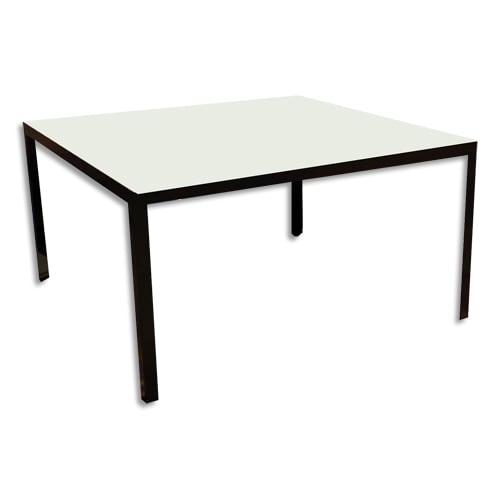 Bureau direction 4 pieds KAREN 180x80cm.Haut.73cm. Plateau mélaminé 19mm Blanc et piètement cadre noir photo du produit