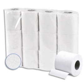 Colis de 48 rouleaux de Papier toilette Extra ouate Blanche recyclée 2 plis, 200 feuilles 247245R photo du produit