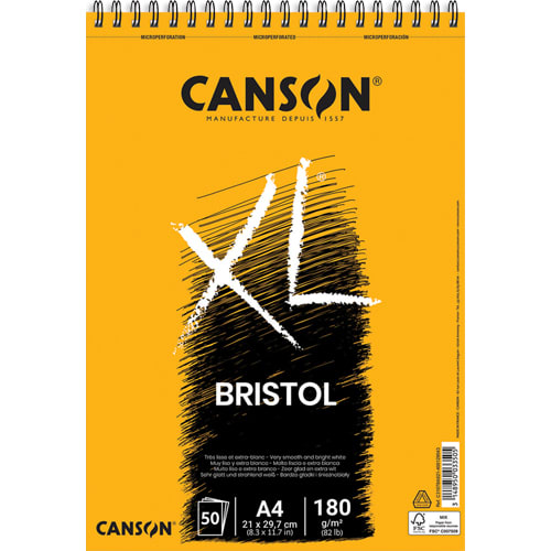 CANSON Bloc de 50 feuilles de papier dessin XL BRISTOL 180g grand format A4