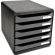 EXACOMPTA Module de classement Big Box + 5 tiroirs Metallic Dim (lxhxp) : 27,8x27,1x34,7 cm. Noir/Argent photo du produit