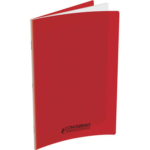 CONQUERANT C9 Cahier piqûre 24x32cm 140 pages 90g grands carreaux Seyès. Couverture polypropylène Rouge photo du produit Principale L