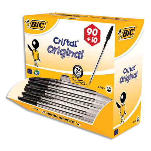 BIC Ecriture Cristal Original Stylos-Bille Pointe Fine (0,8 mm) - Encre De  Couleur Noire