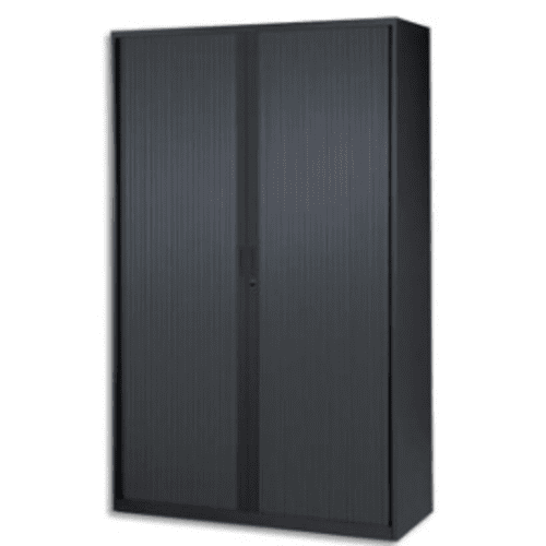 VINCO Armoire haute métal monobloc Corps et Rideaux ANTHRACITE 4 tablettes - Dim.120x198x43 cm photo du produit Principale L