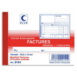 ELVE Manifold autocopiant facture format 10,5x14cm, 50 feuillets dupli photo du produit