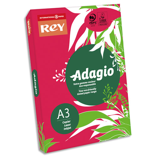 INAPA Ramette 500 feuilles papier couleur intense ADAGIO Rouge intense A3 80g photo du produit Principale L