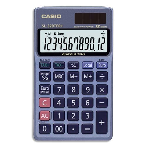 CASIO Calculatrice de poche 12 chiffres conversion euro SL320TER photo du produit Principale L