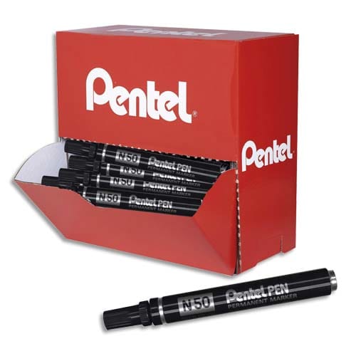 PENTEL Pack eco de 36 marqueurs permanents corps métal N50 pointe ogive encre Noire (30+6 gratuits) photo du produit Principale L