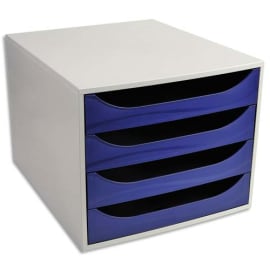Module de classement ECO 4 tiroirs, Gris/Bleu - Dim. : L28,4 x H23,4 x P34,8 cm photo du produit