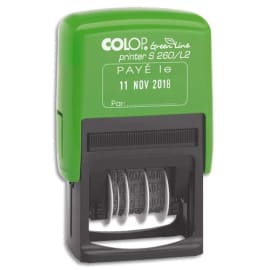 COLOP Dateur formule bicolore PAYE LE - Printer S 260 L2 GreenLine. Encr.auto. Dim.empreinte 24x45mm photo du produit