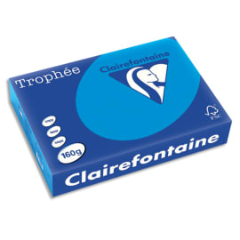 CLAIREFONTAINE Ramette de 250 feuilles papier couleur TROPHEE 160 grammes format A4 Bleu 2633 photo du produit