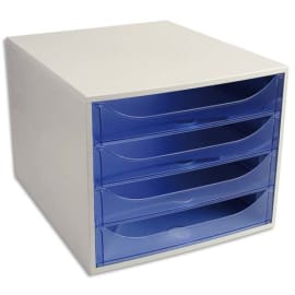 Module de classement ECO 4 tiroirs, Gris/Bleu translucide - Dim. : L28,4 x H23,4 x P34,8 cm photo du produit