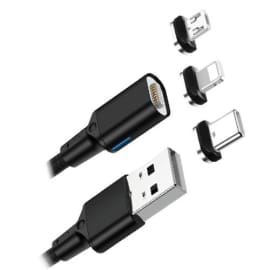 APM Câble Magnétique, 3in1, USB-A > USB-C / Lightning / Micro, nylon, 1m 570380 photo du produit