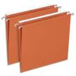 Bo&icirc;te de 25 dossiers suspendus TIROIR en kraft 230g. Fond V, volet agrafage. Orange. photo du produit