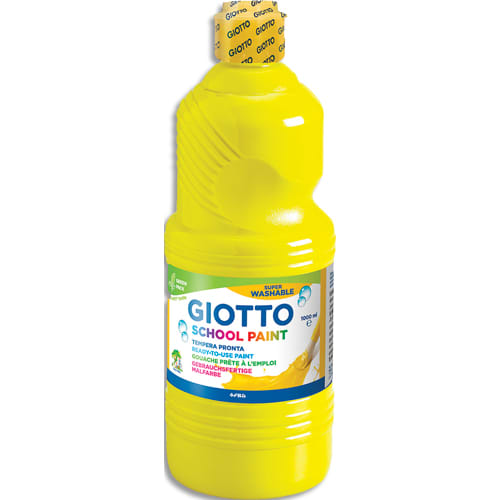 GIOTTO Flacon d'1 litre de gouache liquide de couleur jaune ultra lavable photo du produit Principale L