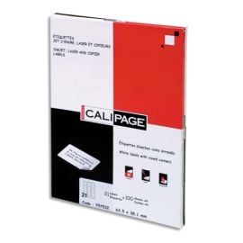 CALIPAGE Boîte de 1400 etiquettes Blanches 99.1x38.1 imprimantes Jet d'encre Laser et copieur coins ronds photo du produit