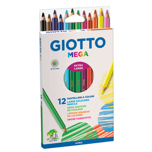 GIOTTO Etui de 12 crayons de couleur hexagonaux Méga assortis diamètre 5 mm photo du produit Principale L