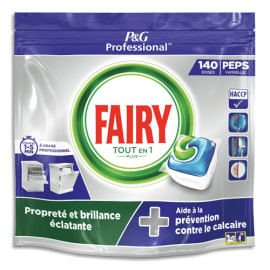 FAIRY Boîte de 140 dosettes tout en un pour lave-vaisselle tous cycles, sachet hydrosoluble photo du produit