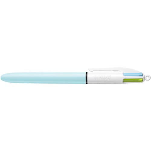 BIC Stylo bille 4 couleurs rétractables Fun. Pointe Moyenne (1,0 mm). Corps Turquoise. Encres Fantaisie photo du produit Secondaire 1 L