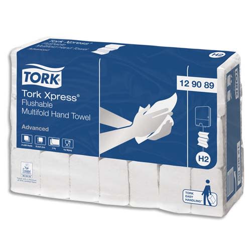 TORK Colis de 21 paquets 200 feuilles Essuie-mains Xpress interfoliés délitable Blanc 2 plis 25,5x21,2 cm photo du produit Principale L