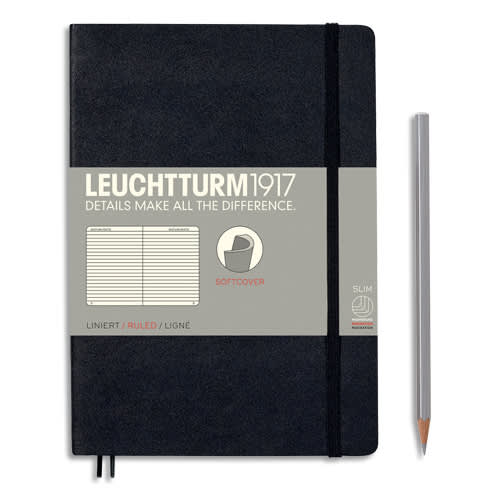 LEUCHTTURM 1917 Carnet souple 14,8x21cm 123 pages lignées numérotées. Coloris Noir photo du produit Principale L