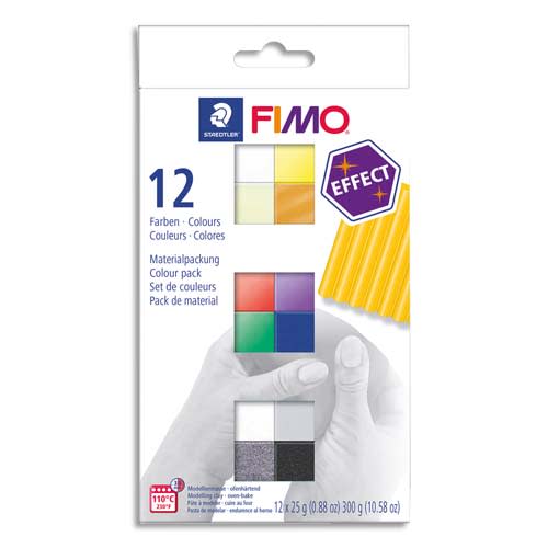 GRAINE CREATIVE Boîte de 12 pains 25g FIMO EFFECT couleurs assorties photo du produit Principale L