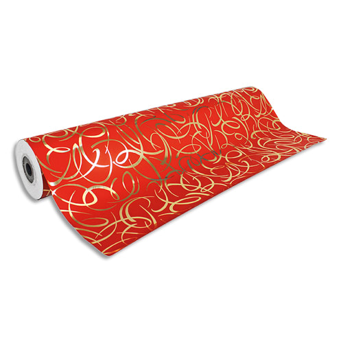 CLAIREFONTAINE Rouleau papier cadeau Arabesque Premium 80g. Dimensions 50 x 0,70m. Coloris Rouge motif or photo du produit Principale L