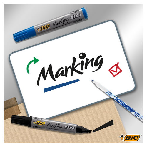 BIC Marking 2300 ECOlutions Marqueurs Permanents à Pointe Moyenne Biseautée - Couleurs Assorties x4 photo du produit Secondaire 3 L