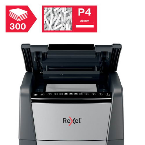 REXEL Destructeur de documents Optimum Auto+ 300X P-4 coupe croisée 4x26mm 300 feuilles 60 L 2020300XEU photo du produit Secondaire 1 L