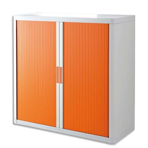 EASYOFFICE Armoire démontable corps en PS teinté Blanc Orange - Dimensions L110xH104xP41,5 cm photo du produit Principale L