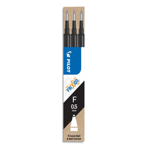 PILOT Set de 3 recharges pour roller FriXion. Pointe fine 0,5 mm. Encre Noire photo du produit Principale L