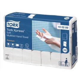 TORK Colis de 21 paquets d'Essuie-mains Premium XPress+ 2 plis en Z 150 formats : 21 x 25,5 cm Blanc photo du produit