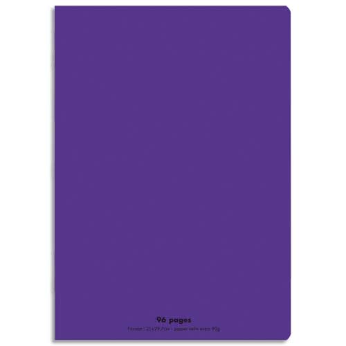 CONQUERANT C9 Cahier piqûre 21x29,7cm 96 pages 90g grands carreaux Seyès. Couverture polypropylène Violet photo du produit Principale L