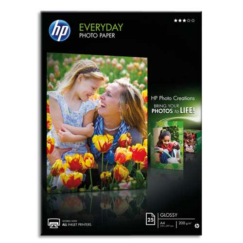 HP Pochette de 25 feuilles Papier qualité photo brillant, séchage instantané A4 200 g Q5451A photo du produit Principale L