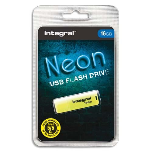 INTEGRAL Clé USB 2.0 NEON 16Go Jaune INFD16GBNEONYL photo du produit Principale L