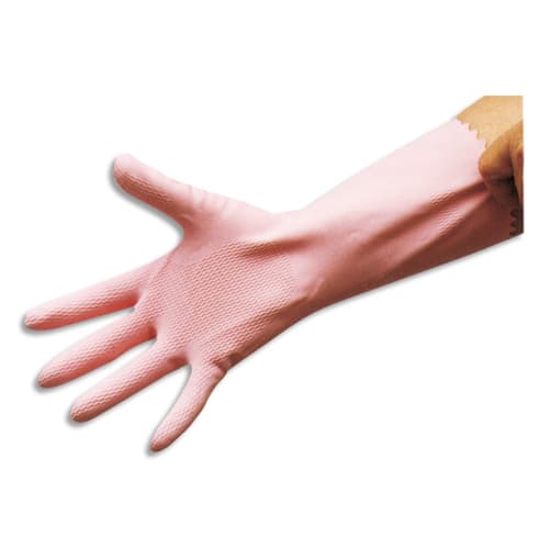 Brosserie Thomas Lot de 10 paires gants ménage latex intérieur coton L27 cm Taille 7 photo du produit Principale L