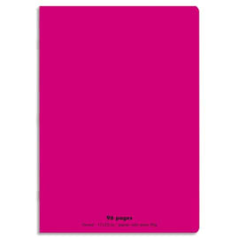 CONQUERANT C9 Cahier piqûre 24x32cm 96 pages 90g grands carreaux Seyès. Couverture polypropylène Rose photo du produit