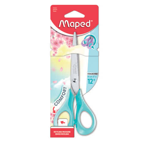 MAPED Ciseaux SENSOFT PASTELS 16 cm, anneaux souples, coloris assortis, en blister photo du produit Principale L