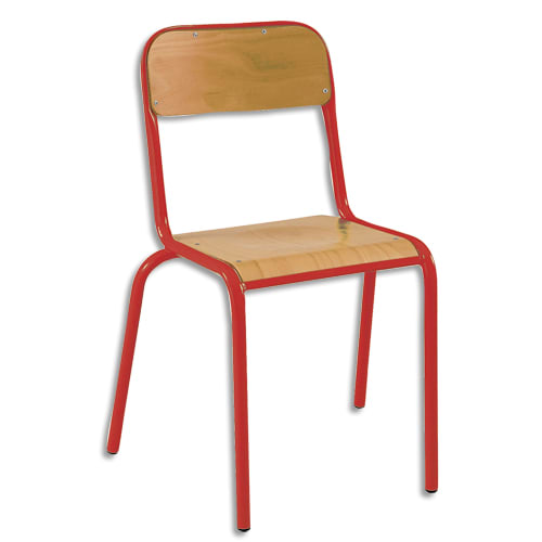 SODEMATUB Lot de 4 chaises scolaire ALEXIS, hêtre, assise 35 x 36 cm, haut.assise 43 cm, taille 5, rouge photo du produit Principale L