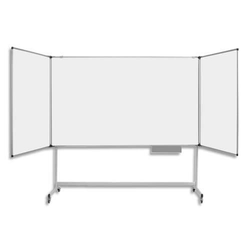 BI-OFFICE Tableau tryptique laqué mobile. Dimensions 180x120cm fermé/ 360x120cm ouvert. Coloris blanc photo du produit Principale L