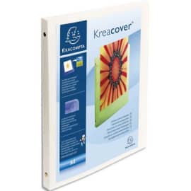 EXACOMPTA Classeur personnalisable KREACOVER en polypropylène, 4 anneaux 15mm, pour A4, coloris Blanc photo du produit