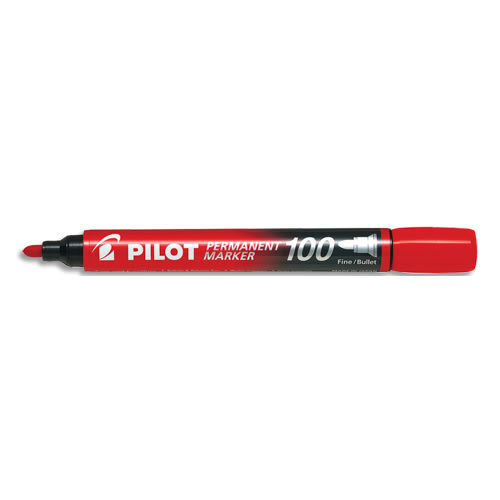 PILOT Marqueur permanent MARKER 100 pointe conique fine encre Rouge photo du produit Principale L