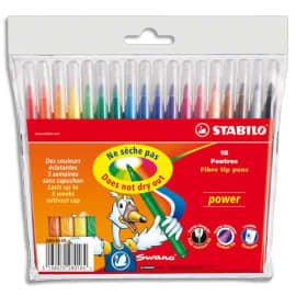 STABILO power feutre de coloriage pointe moyenne - Etui carton de 18 feutres - Coloris assortis photo du produit