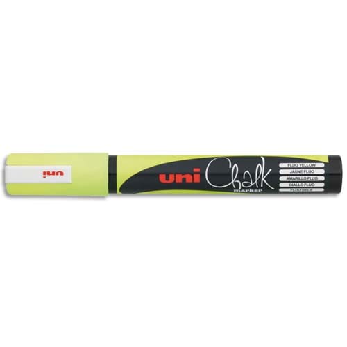 UNI-BALL Marqueur craie CHALK MARKER, pointe ogive moyenne Jaune fluo photo du produit Principale L