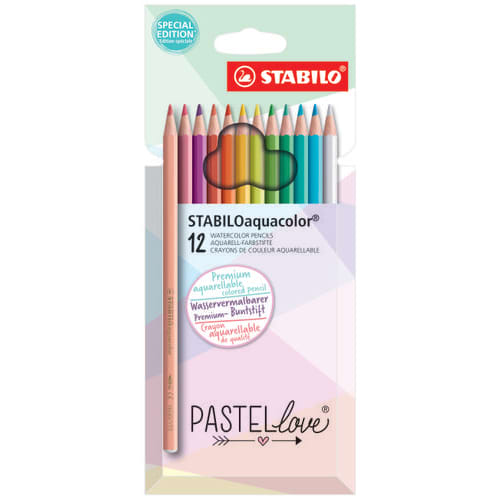 STABILO Etui carton de 12 crayons de couleur aquarellables - Pastellove