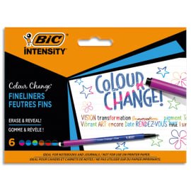 BIC Etui de 6 feutres d'écriture pointe fine. Change de couleurs (gomme & rébèle). Couleurs assorties photo du produit