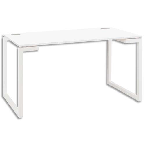 GAUTIER OFFICE Table d'appoint Sunday Blanc, 2 passe-câbles sur plan bois - Dim. L120 x H73 x P60 cm photo du produit Principale L