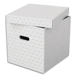 ESSELTE Boîte de rangement/cadeau, lot de 3, format cube, blanc, 628288 photo du produit