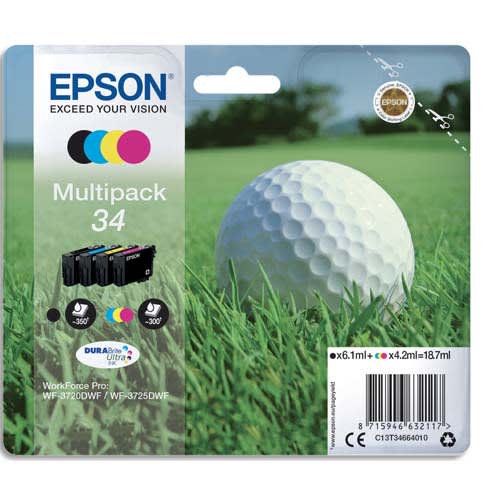 EPSON Multipack Cartouches Jet d'Encre DURABrite Ultra 4 coul ''Balle de Golf'' 34 (T3466) - C13T34664010 photo du produit Principale L