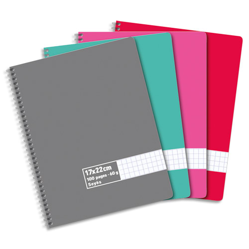 CAHIER SPIRALE NOTEBOOK 17 X 22 CM - PETITS CARREAUX - 160 PAGES